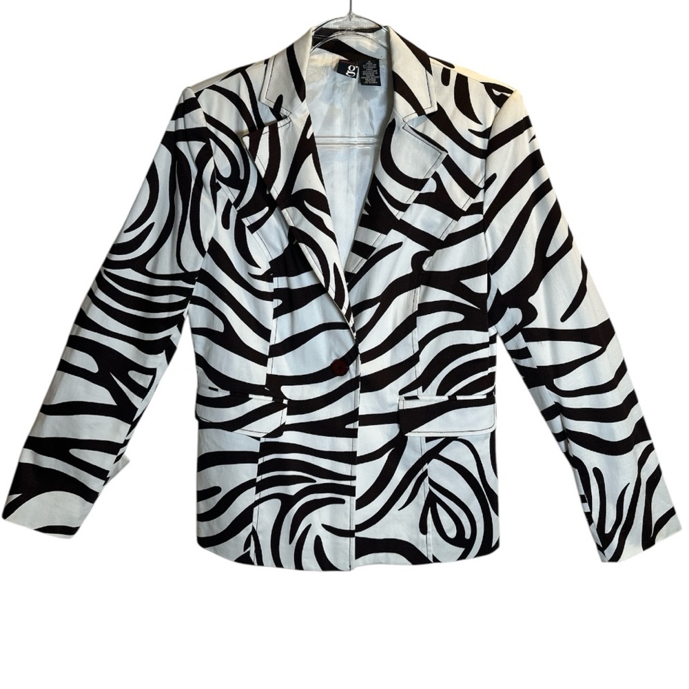 Essentials Brown and White Blazer with Zebra Print - Picture 13 of 13